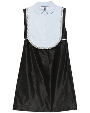 Prada Vestido Corto Con Detalle De Pechera Y Cristales - Negro