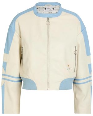 AN-Y1 Zip-Up Leather Jacket - Blue