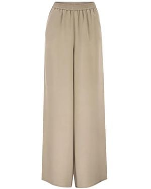 Max Mara Pantalon Ample À Taille Élastiquée - Natural