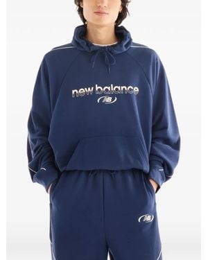 New Balance Hoodie Trackside En Molleton - Blue