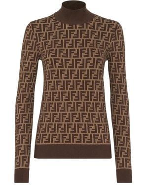 Fendi Stehkragen-Pullover Mit Ff - Braun