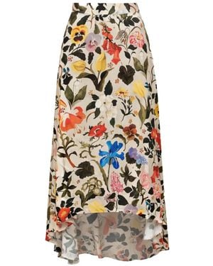 Gloria Coelho Elisabetana Floral-Print Midi Skirt - White