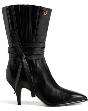 DSquared² Logo-Plaque Self-Tie Leather Boots - Black
