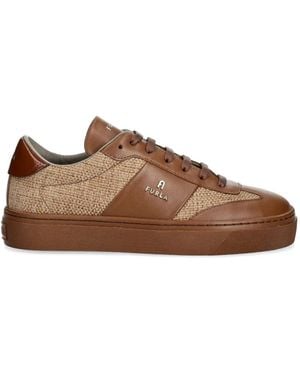 Furla Woven panel lace-up sneakers - Marrón