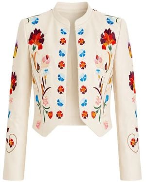 Temperley London Toledo Floral-Embroidered Leather Jacket - White