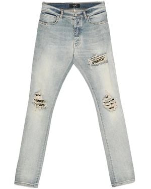Amiri Stud-Embellished Distressed Jeans - Grey