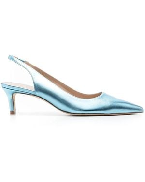 Stuart Weitzman Metallic-Effect Pointed Pums - Blue