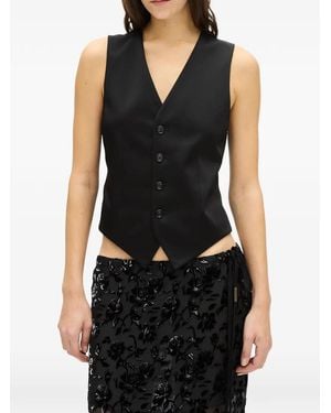 Ann Demeulemeester Button-Up Satin Waistcoat - Black