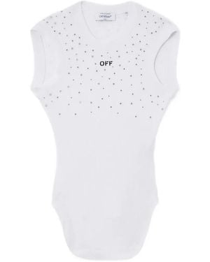 Off-White c/o Virgil Abloh X Swarovski Kat Crystal-Embellished Ribbed Top - White