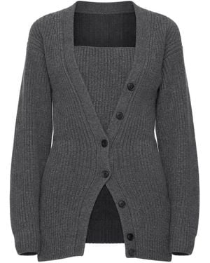 Alexander Wang Geknöpfter Cardigan Mit Eckigem Ausschnitt - Grau
