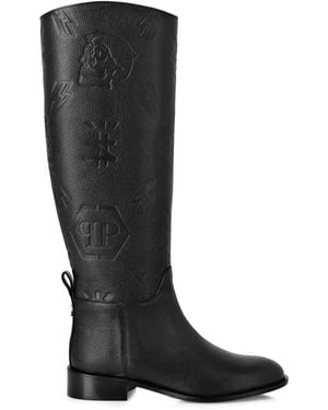 Philipp Plein Monogram-Debossed Boots - Black