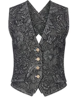Temperley London Veston Boutonné À Fleurs - Gris