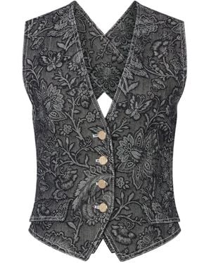 Temperley London Floral-Print Buttoned Waistcoat - Grey