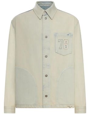Golden Goose Journey M's Denim Work Jacket Peter Bleach Laguna Wash - White
