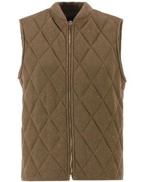 Fabiana Filippi Quilted-Design Sequin-Embellished Gilet - Green