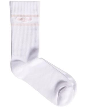Maison Kitsuné Logo-Embroidered Ribbed Socks - White