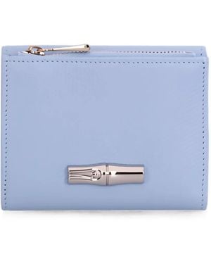 Longchamp Le Roseau Leather Wallet - Blue