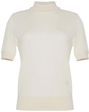 Adam Lippes Mock-Neck Cashmere Top - White