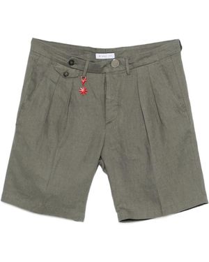 Manuel Ritz Pleated Linen Shorts - Grey