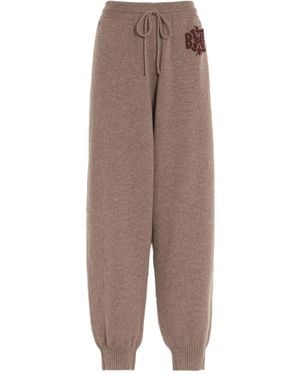 Barrie Embroidered-Logo Knitted Trousers - Brown