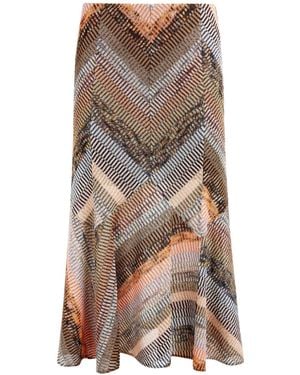 Missoni Patchwork Shimmer Flared Midi Skirt - Brown