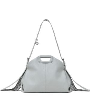 Maje Grained Leather Miss M Bag - Gray