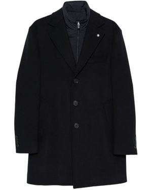 Manuel Ritz Removable-Bib Notched-Lapel Coat - Blue