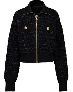 Balenciaga Zip-up tweed jacket - Schwarz