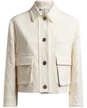 Etro Brocade Trim-Detail Cropped Jacket - Natural