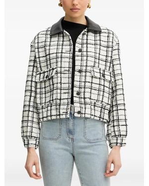 Morgan Checked-Pattern Buttoned Jacket - Blue