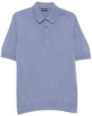 ZEGNA Short-Sleeve Polo Shirt - Blue