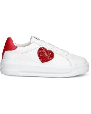 Love Moschino Heart-Patch Lace-Up Trainers - White