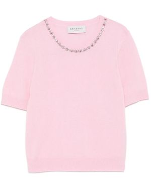 ERMANNO FIRENZE Top Con Aplique De Cristales - Rosa