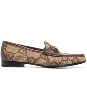 Gucci ウィメンズ マキシGG ローファー, ベージュ, GGキャンバス - ブラウン