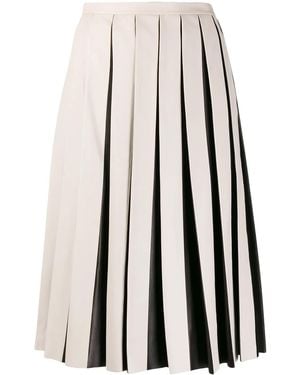 Tod's Pleated Leather Skirt - White