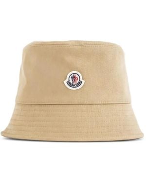 Moncler Logo-Patch Bucket Hat - Natural