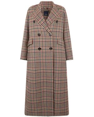 Max Mara Cristina Check-Pattern Double-Breasted Coat - Brown