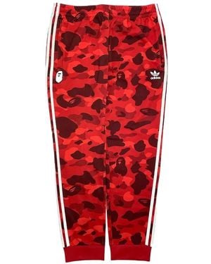 A Bathing Ape X Adidas Logo-Print Track Trousers - Red