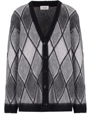 Laneus Diamond-Pattern Cardigan - Grey
