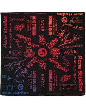 Acne Studios Seidenschal Mit Logo-Print - Rot