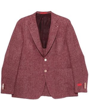 Isaia Buttoned Blazer - Red