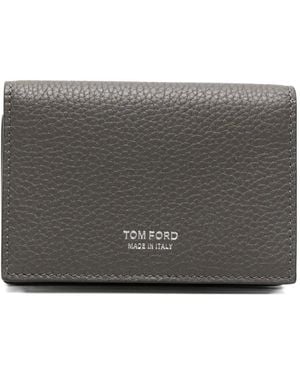 Tom Ford Wallet Soft Grain Leather T Line Business Card Holder - Grey