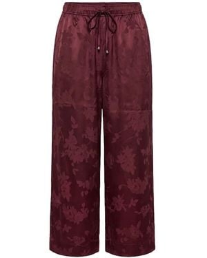 Ganni Floral-Jacquard Drawstring Trousers - Purple