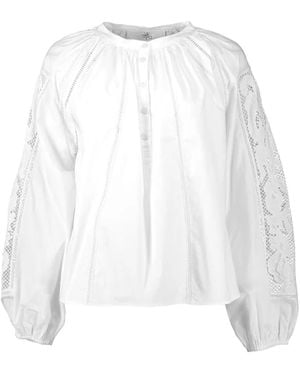 DMN Paris Liliane Lace-Insert Blouse - White