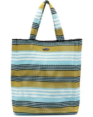 Lanvin Striped Crochet Cotton Tote Bag - Blue