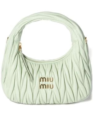 Miu Miu Matelassé Leather Shoulder Bag - Green