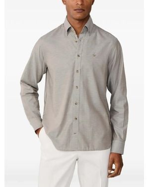 Hackett Herringbone Flannel Shirt - Grey