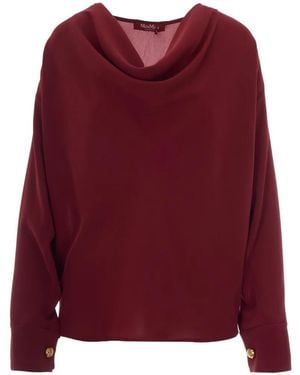 Max Mara Cowl-Neck Button-Cuff Blouse - Red