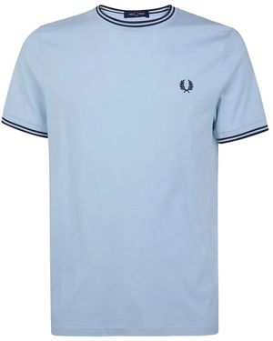 Fred Perry Logo-Embroidered T-Shirt - Blue