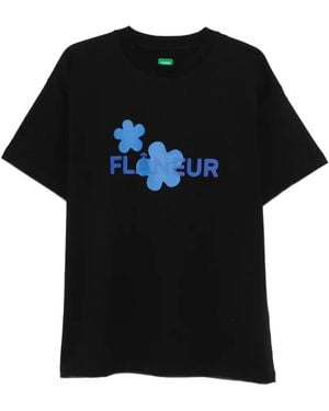 flâneur Organic Flower T-Shirt - Black